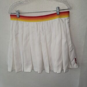 Wilson Forever 21 Pleated Tennis Skort White Rainbow Waistband Athletic Women 1X